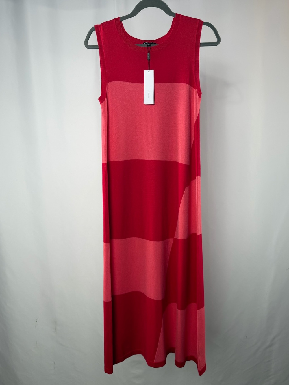 NWT 525 America Red and Pink Striped Sleeveless Midi Dress Size XS
